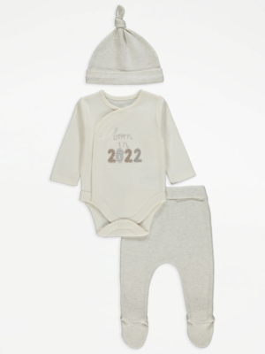 Born in 2022 Bodysuit Leggings and Hat Outfit