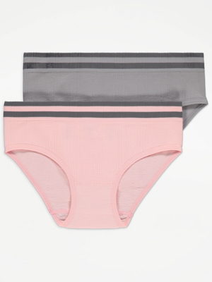 Seamfree Ribbed Short Knickers 2 Pack Kids at ASDA