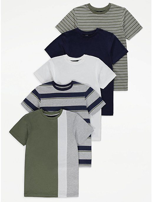 Asda Asda George Boys Blue Striped  Basic T-Shirt Size 18-24 Months 