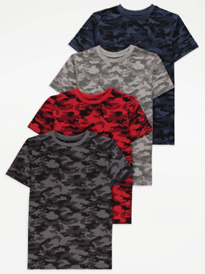 Camo Print Short Sleeve T-Shirts 4 Pack
