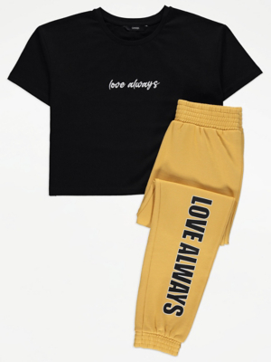 Love Always Slogan Crop Top and Joggers Outfit