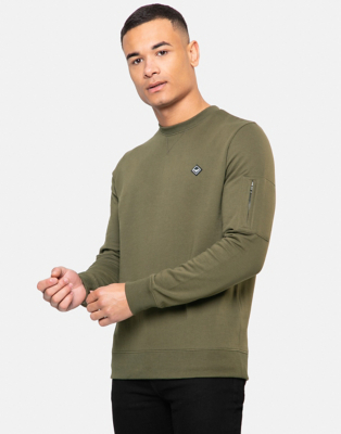Threadbare Green Arm Pocket Sweatshirt