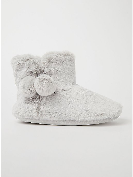 Grey Tipped Faux Fur Slipper Boots | Women | George at ASDA