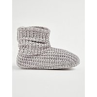 Grey Chenille Knitted Slipper Boots | Women | George at ASDA