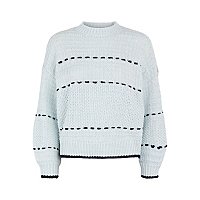 PIECES Blue Striped Knitted Jumper | Women | George at ASDA