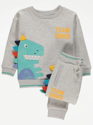 Grey Dinosaur Sweatshirt and Joggers Outfit