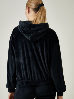Black Velour Zip Up Hoodie | Women | George at ASDA