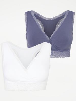 Maternity Lace Trim Comfort Bras 2 Pack Women at ASDA