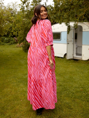 pink zebra maxi dress