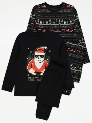 Black Christmas Gaming Pyjamas 2 Pack