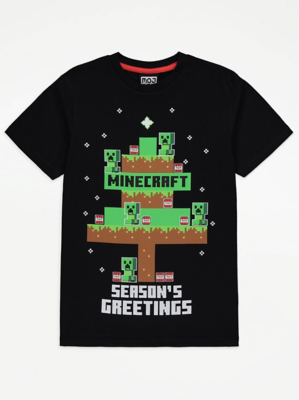 Minecraft Christmas Tree Black T-Shirt