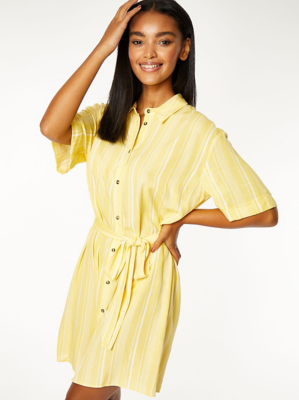 yellow striped shirt dress