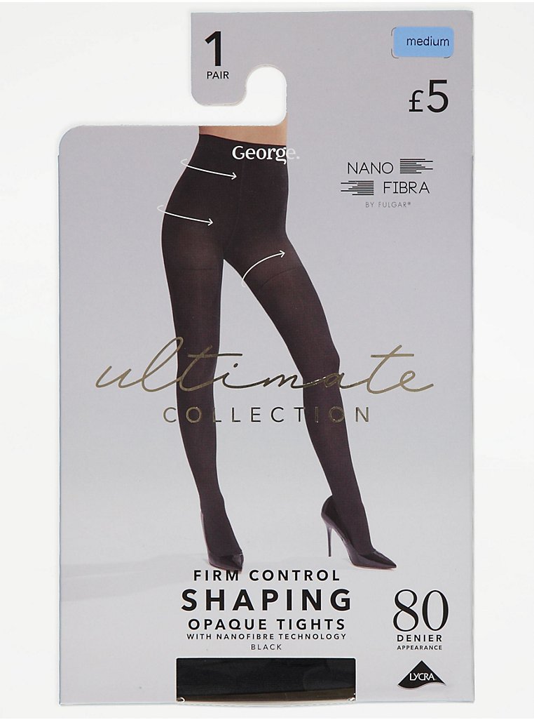 Black 80 Denier Firm Control Shaping Tights, Lingerie
