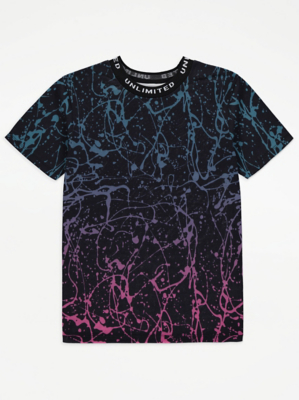 Black Splatter Print T-Shirt
