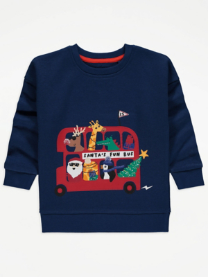 Navy Santa’s Fun Bus Christmas Sweatshirt