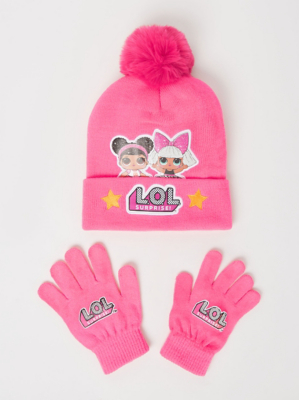 L.O.L. Surprise! Pink Bobble Hat and Gloves