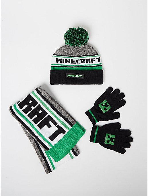 Minecraft Boys Hat Scarf and Gloves Set 
