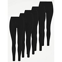 Black Full length Leggings 5 Pack, Women