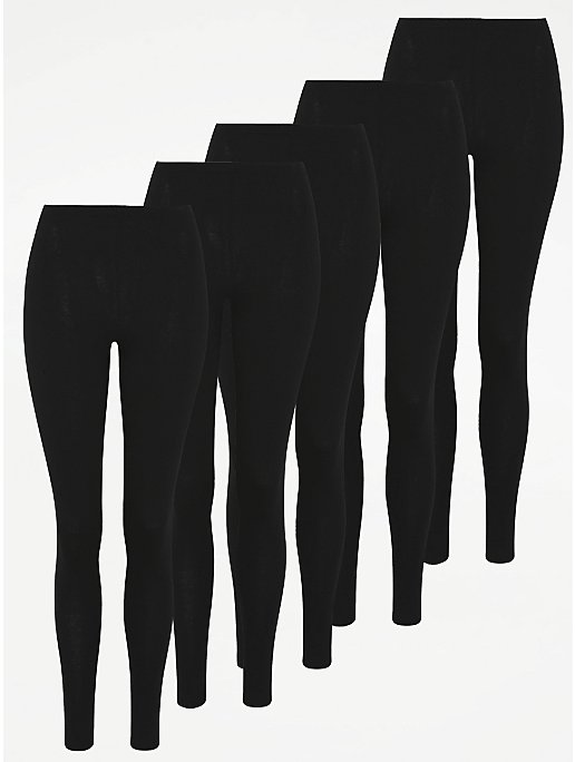 Black Full length Leggings 5 Pack