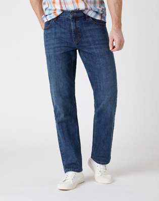 Wrangler Authentic Blue Straight Fit Jeans Men at ASDA