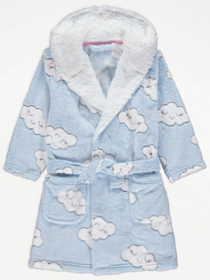Blue Cloud Fleece Dressing Gown Kids at ASDA