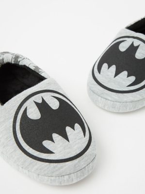 DC Comics Batman Light Grey Fullback Slippers Kids at ASDA
