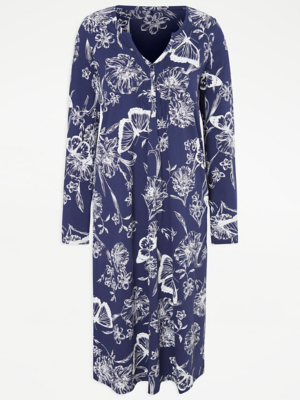 Navy Floral Print Nightdress Women at ASDA