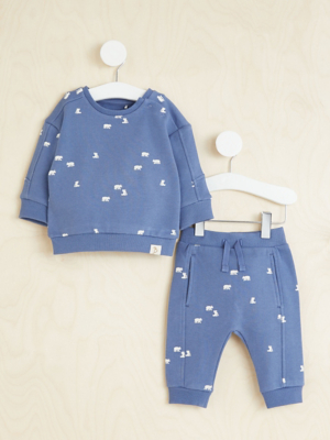 Billie Faiers Blue Bear Print Sweatshirt and Joggers Outfit