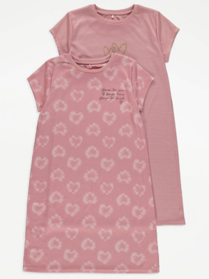 Pink Heart Print Nightdresses 2 Pack