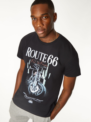 Route 66 Motorcycle Print T-Shirt