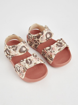 Brown Leopard Print Beach Sandals
