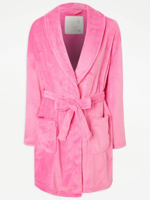 Pink Towelling Dressing Gown Women at ASDA