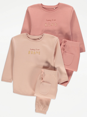 Pink Slogan Sweatshirt and Joggers Outfit 2 Pack | Kids | George at ASDA