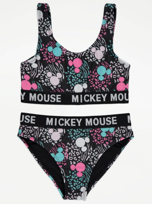 Disney Mickey Mouse Black Bikini Set Kids at ASDA