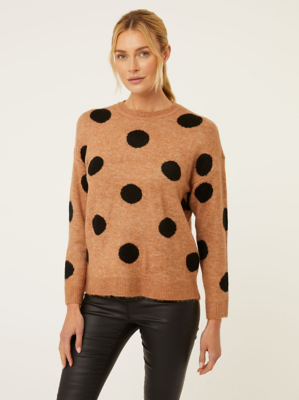 Tan Polka Dot Jumper Women at ASDA