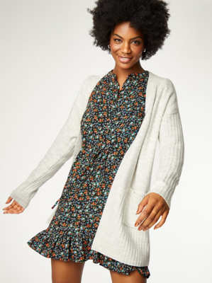 Grey Longline Open Front Cardigan Women at ASDA