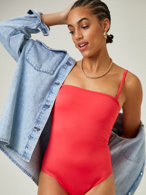 Red Bandeau Swimsuit Women George At Asda