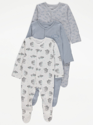 Assorted Koala Bear Print Sleepsuits 3 Pack