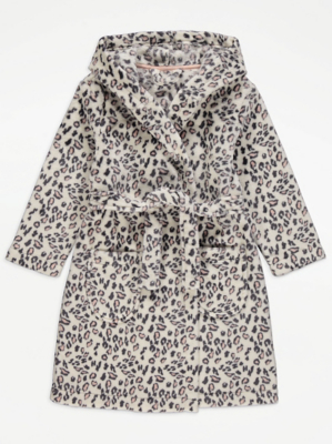 Leopard Print Fleece Dressing Gown Kids at ASDA