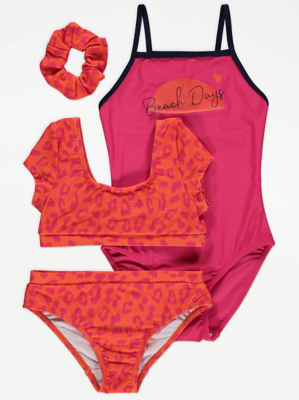 Animal Print Swimsuit and Bikini Set Kids at ASDA