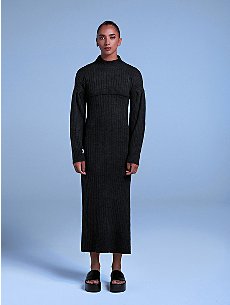 Rebalance Black Knit Midi Dress and Arm Warmers Set