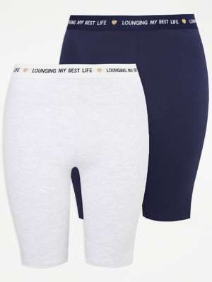 Navy Lounge Cycling Shorts 2 Pack Women at ASDA