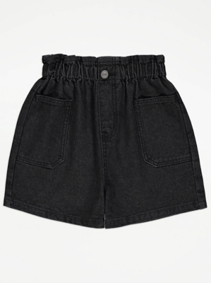 Black Paper Bag Waist Shorts Kids at ASDA