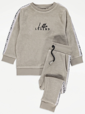 Grey Little Legend Slogan Sweatshirt and Joggers Outfit