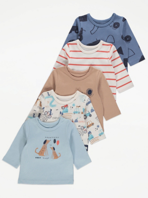 Blue Printed Tops Pack | Baby | George ASDA
