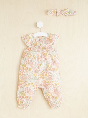 Billie Faiers Pink Floral Romper and Headband Outfit Baby at