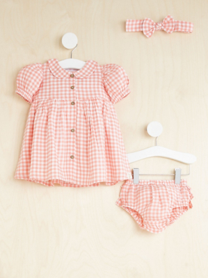 Billie Faiers Pink Gingham Dress Bloomers and Headband Baby