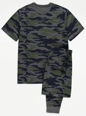 Camo Print Jersey Pyjamas Men at ASDA