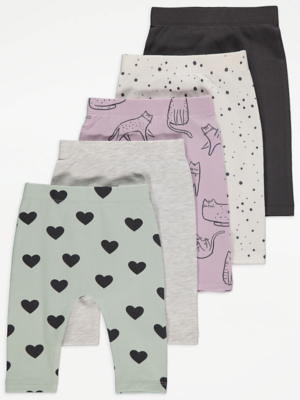Printed Leggings 5 Pack Baby at ASDA