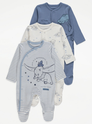Disney Dumbo Long Sleeve Sleepsuits 3 Pack